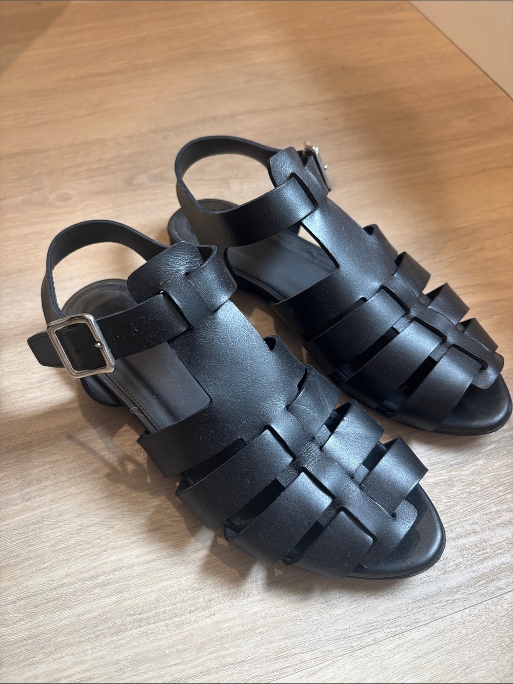Theory Black Leather Sandals